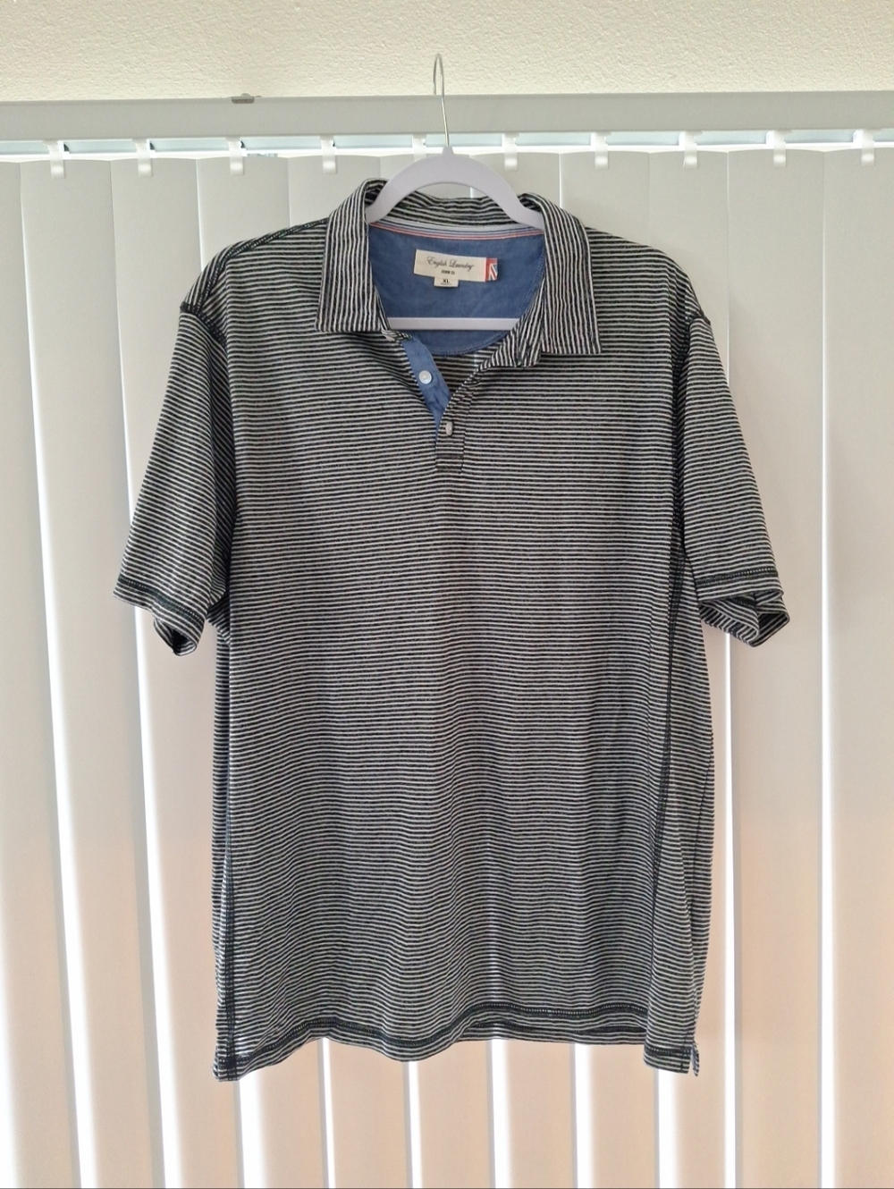 English Laundry Blue Striped Polo Shirt
